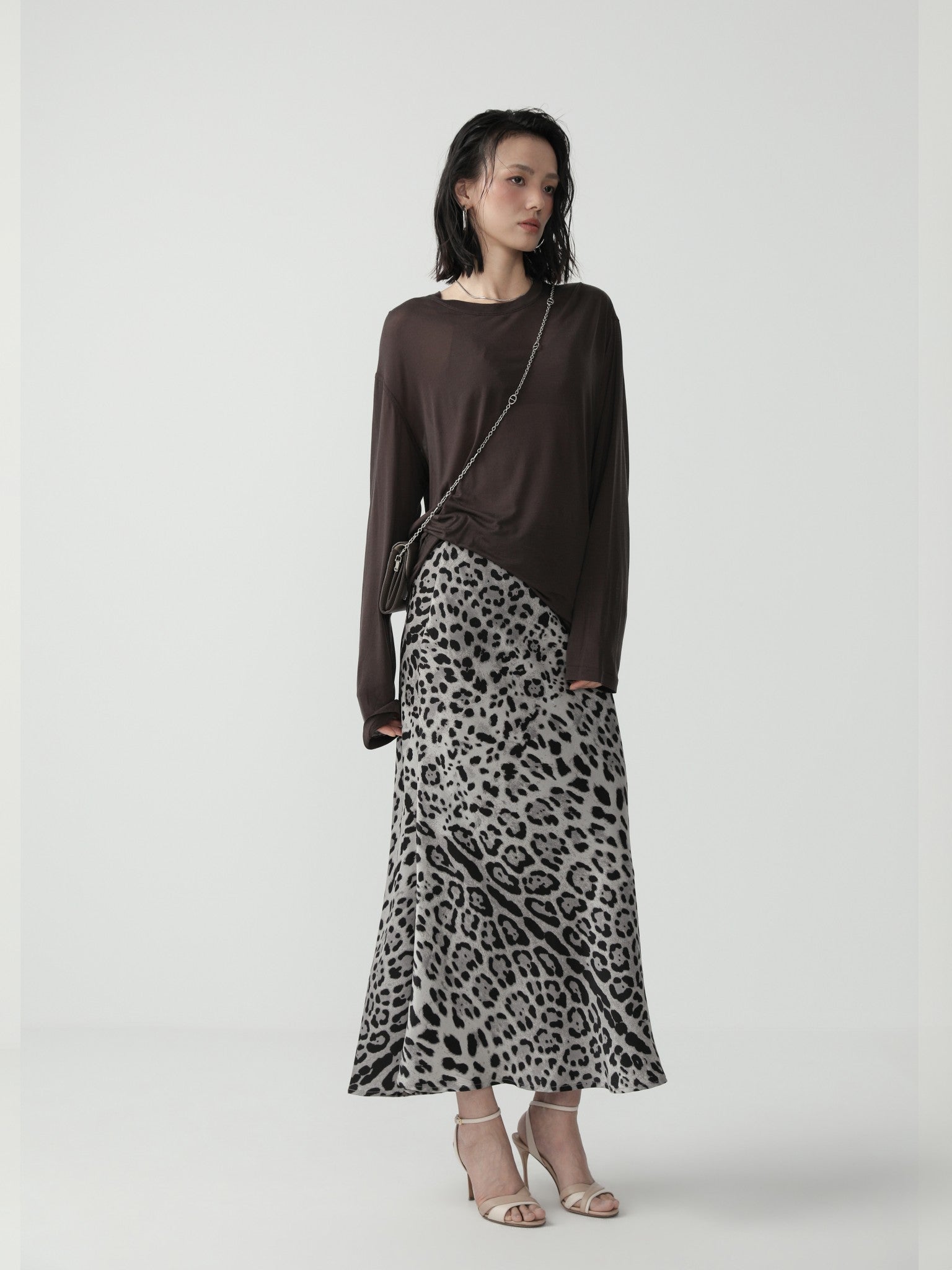 Oversized Long Sleeve Minimalist Silk T-Shirt