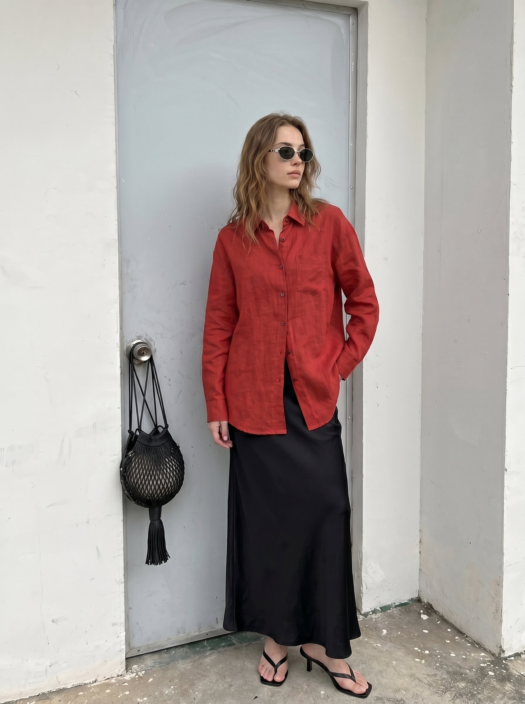 Oversized Minimalist Style Ramie Shirt