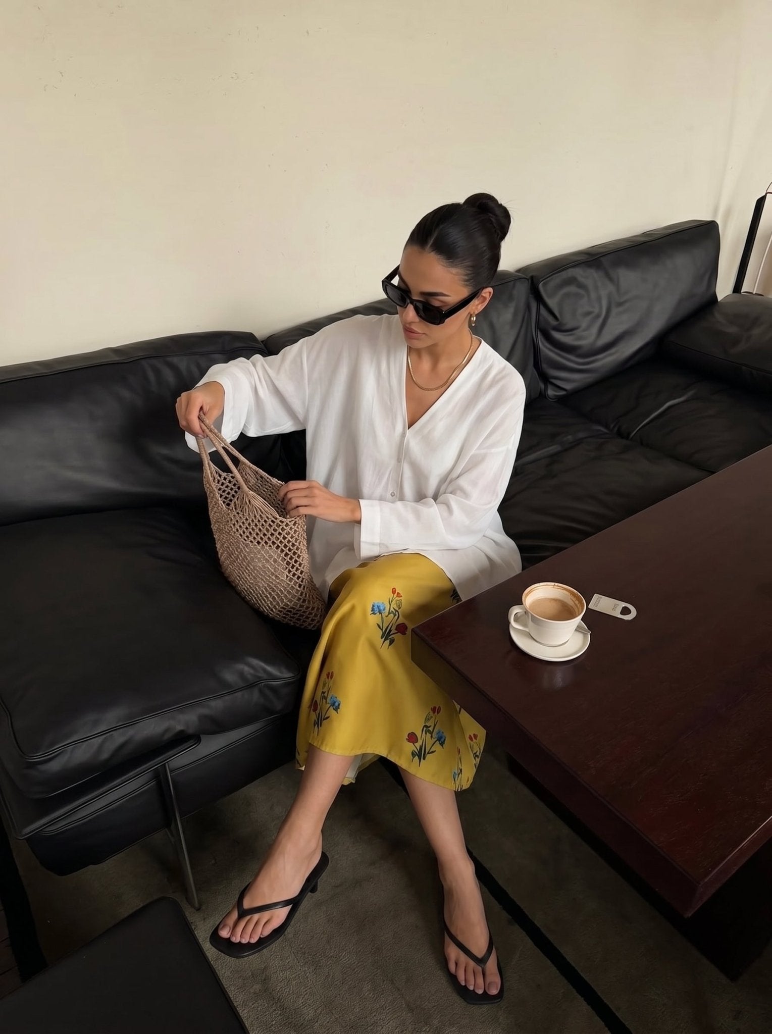 Elegant A-line Midi Skirt with Flowing Silhouette - Nettarei