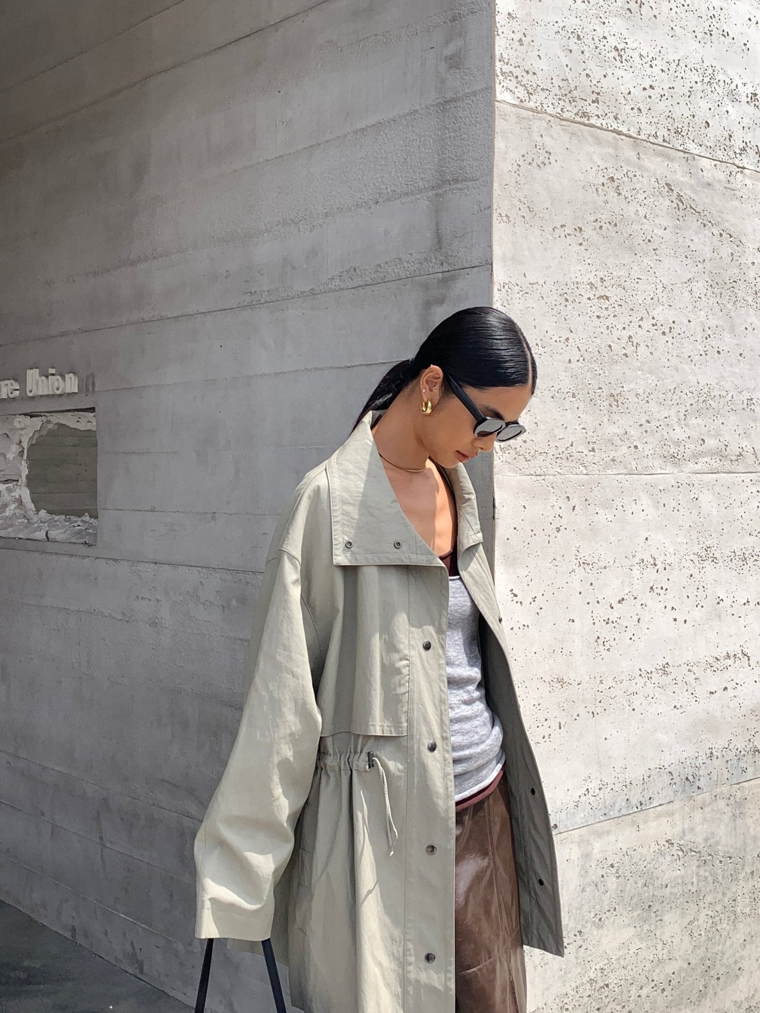 Essential Drawstring Trench Coat Outerwear - Nettarei