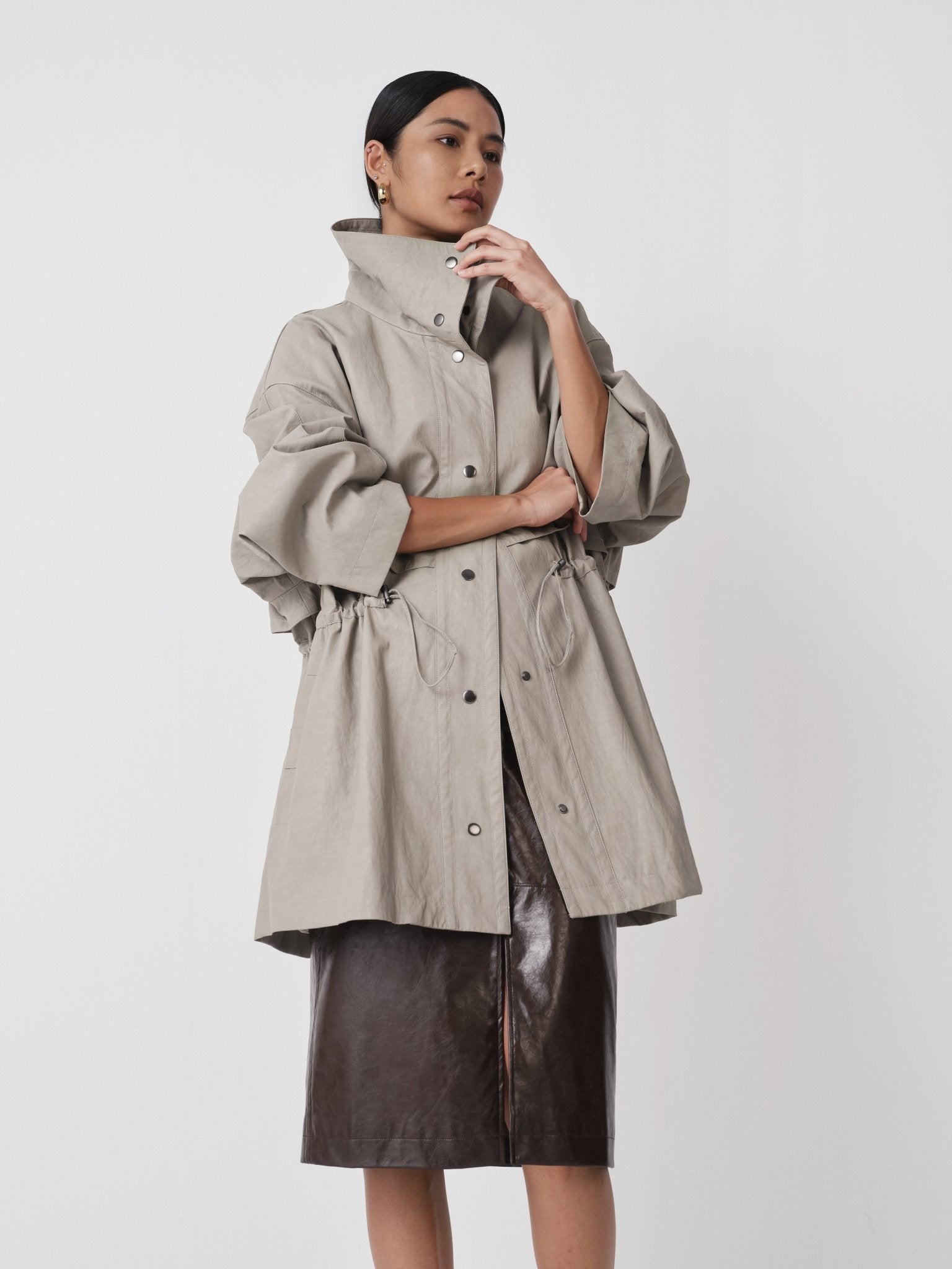 Essential Drawstring Trench Coat Outerwear - Nettarei