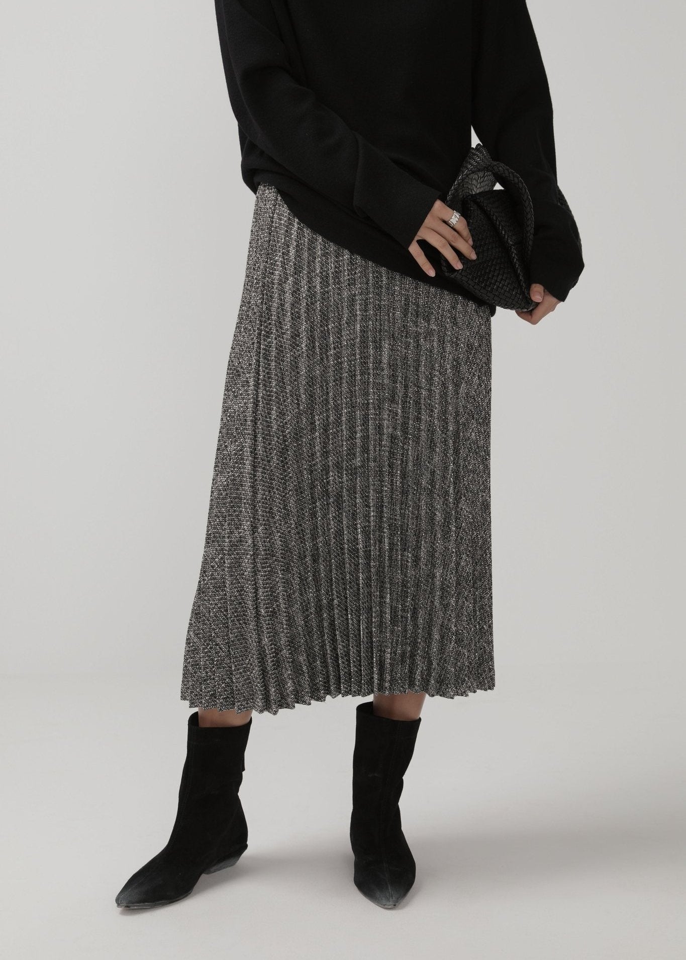 High - Waist A - Line Minimalist Skirt for Fall - Nettarei