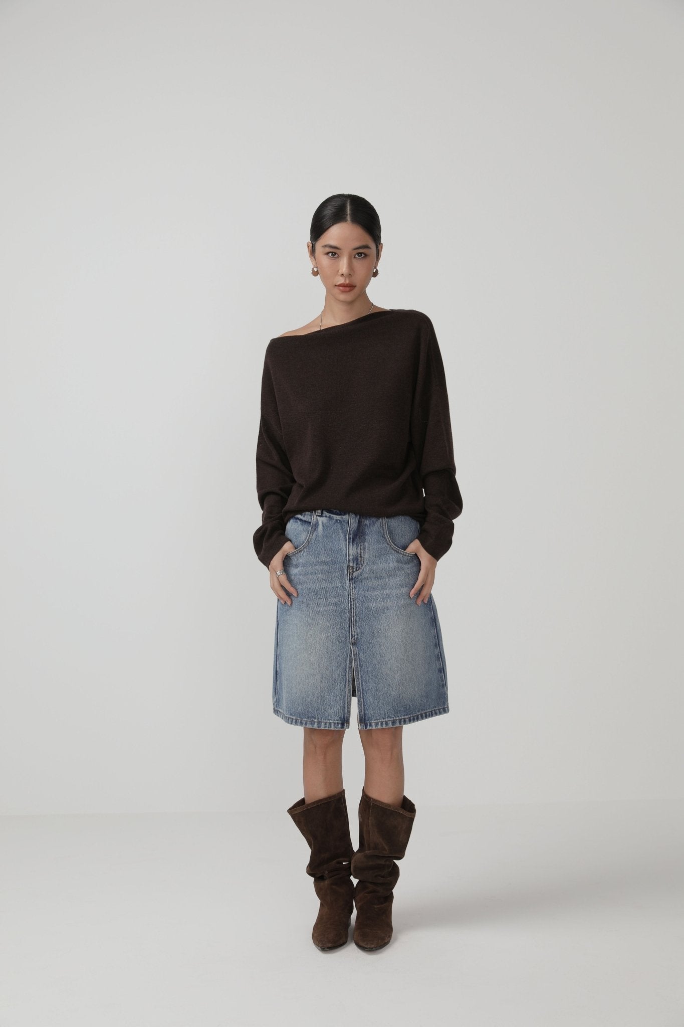 High - Waist A - Line Skirt - Fall Minimalist Style - Nettarei