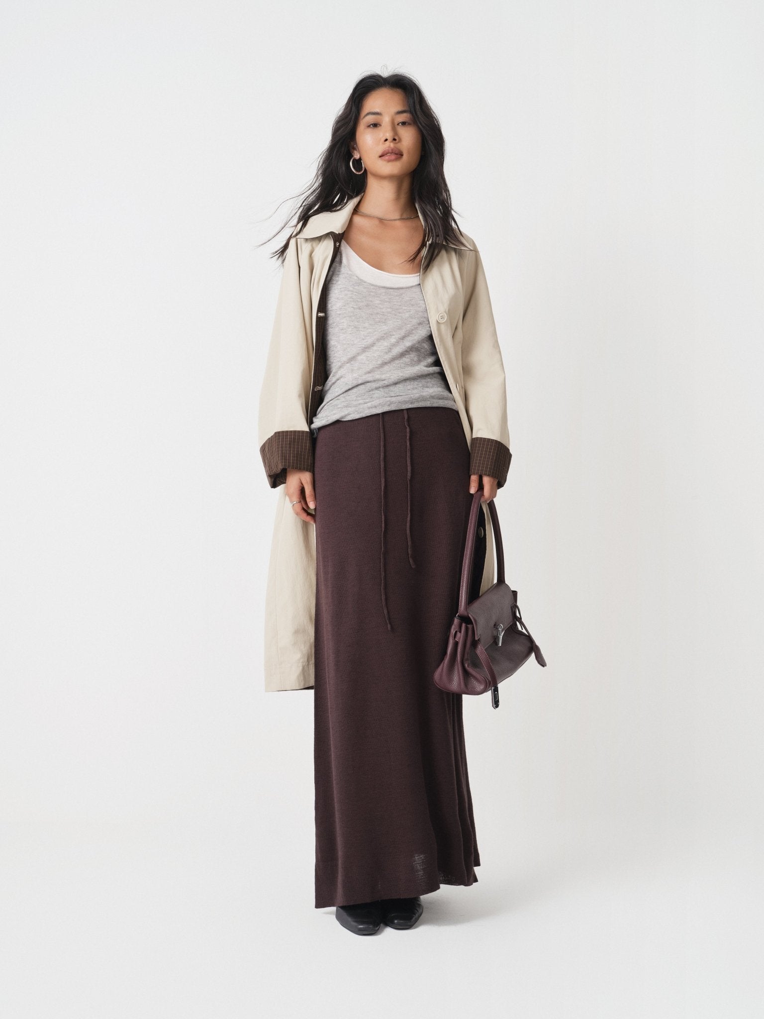 Minimal Linen A - line Maxi Skirt - Nettarei