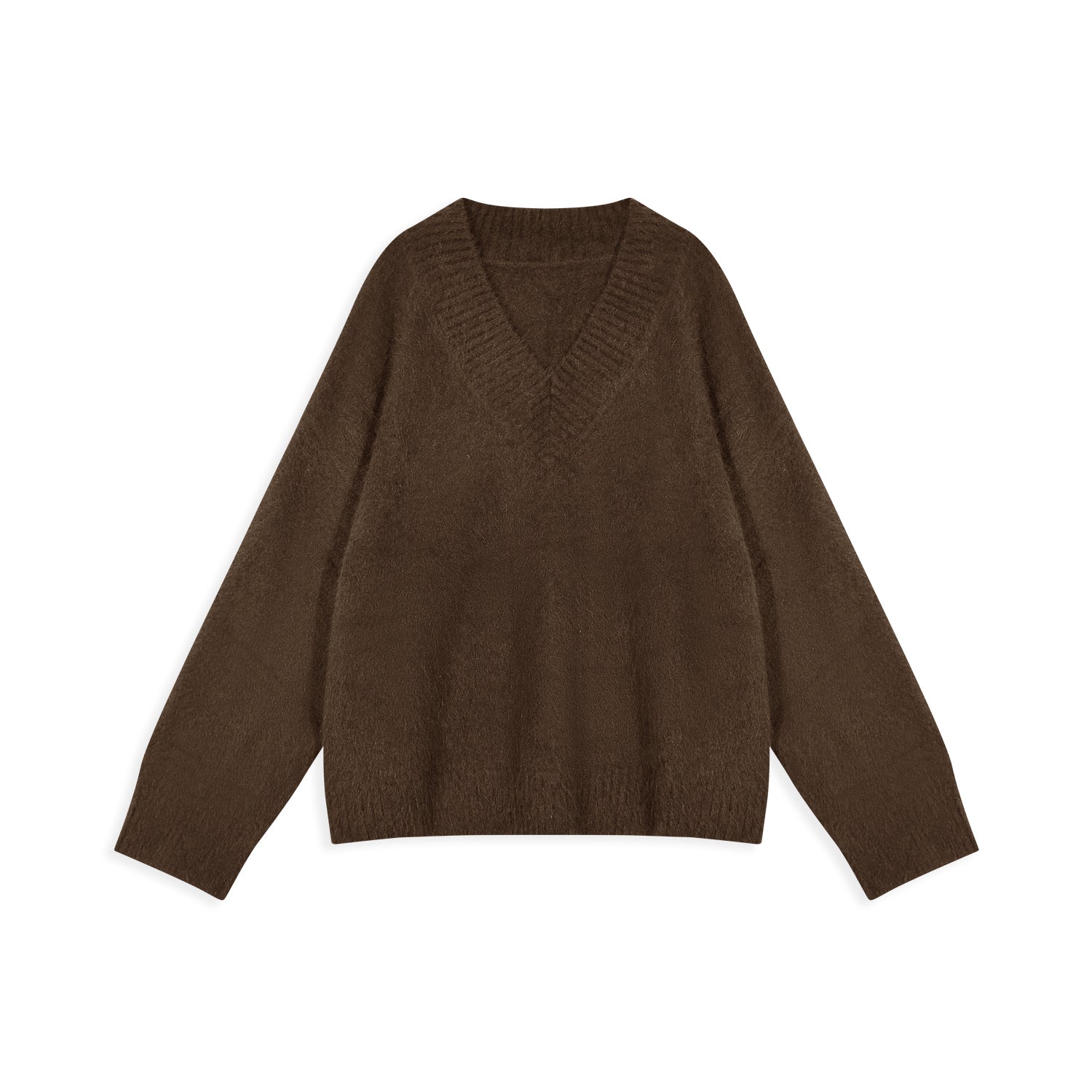 Minimalist Bear Wool Loose V - Neck Sweater for Women - Nettarei