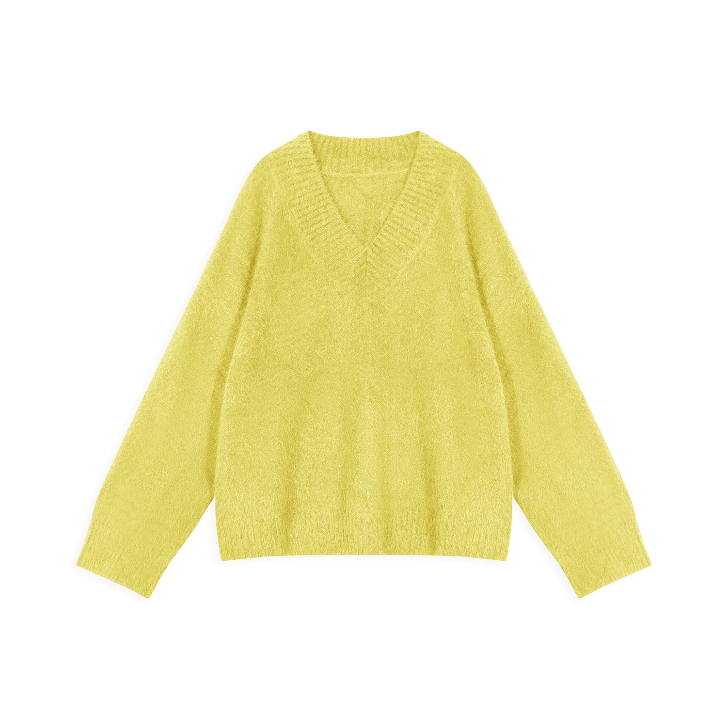 Minimalist Bear Wool Loose V - Neck Sweater for Women - Nettarei