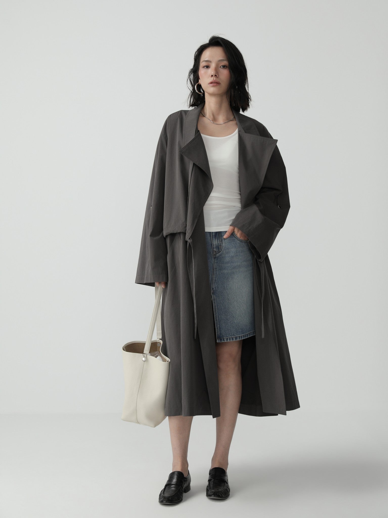 Oversize Minimalist Trench Coat for Women - Nettarei