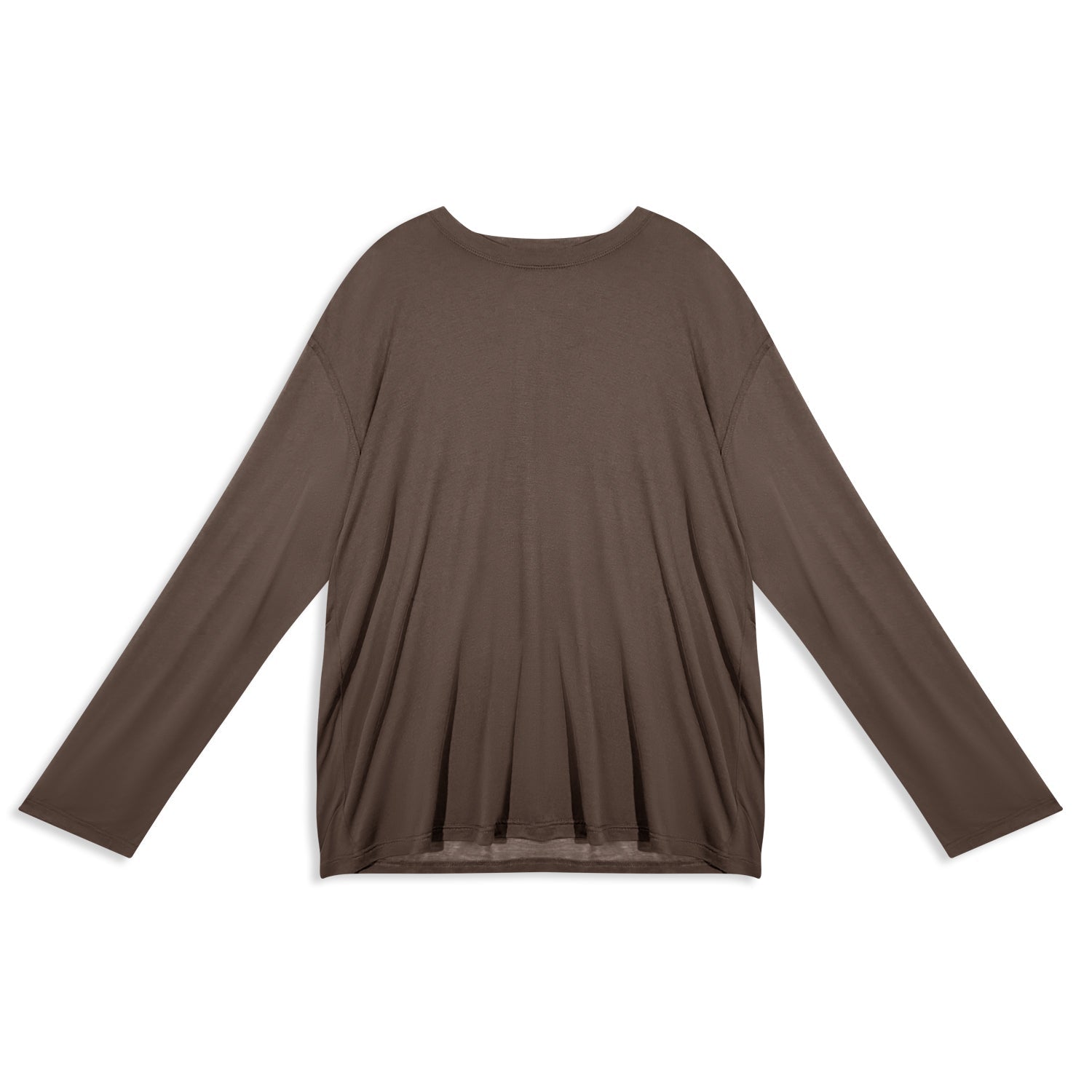 Oversized Long Sleeve Minimalist Silk T-Shirt - Nettarei