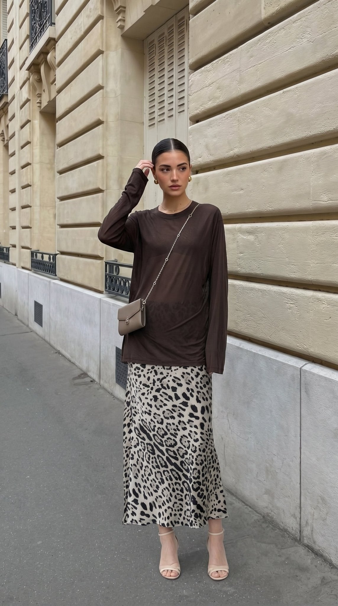 Oversized Long Sleeve Minimalist Silk T-Shirt - Nettarei