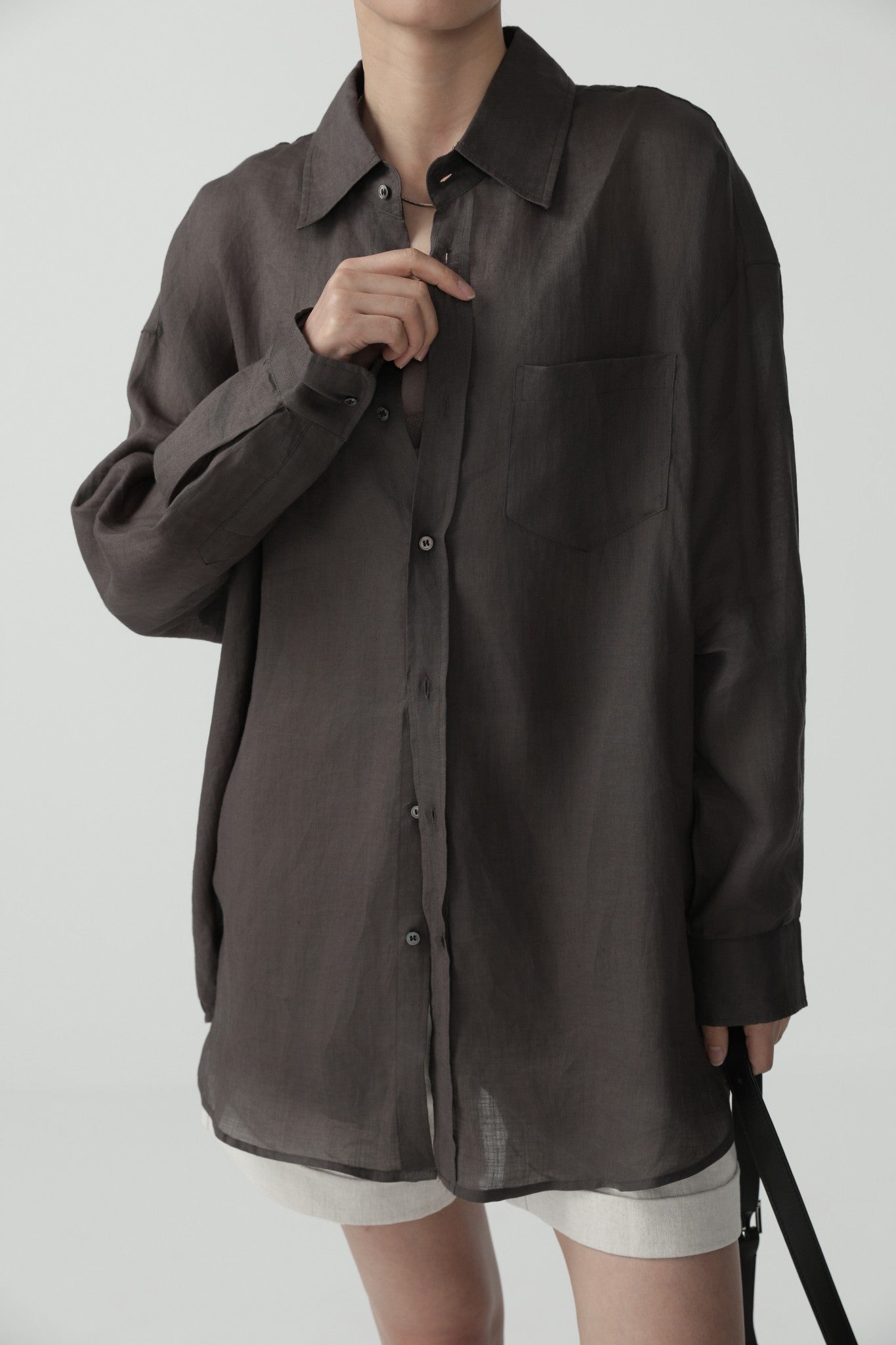 Oversized Minimalist Style Ramie Shirt - Nettarei