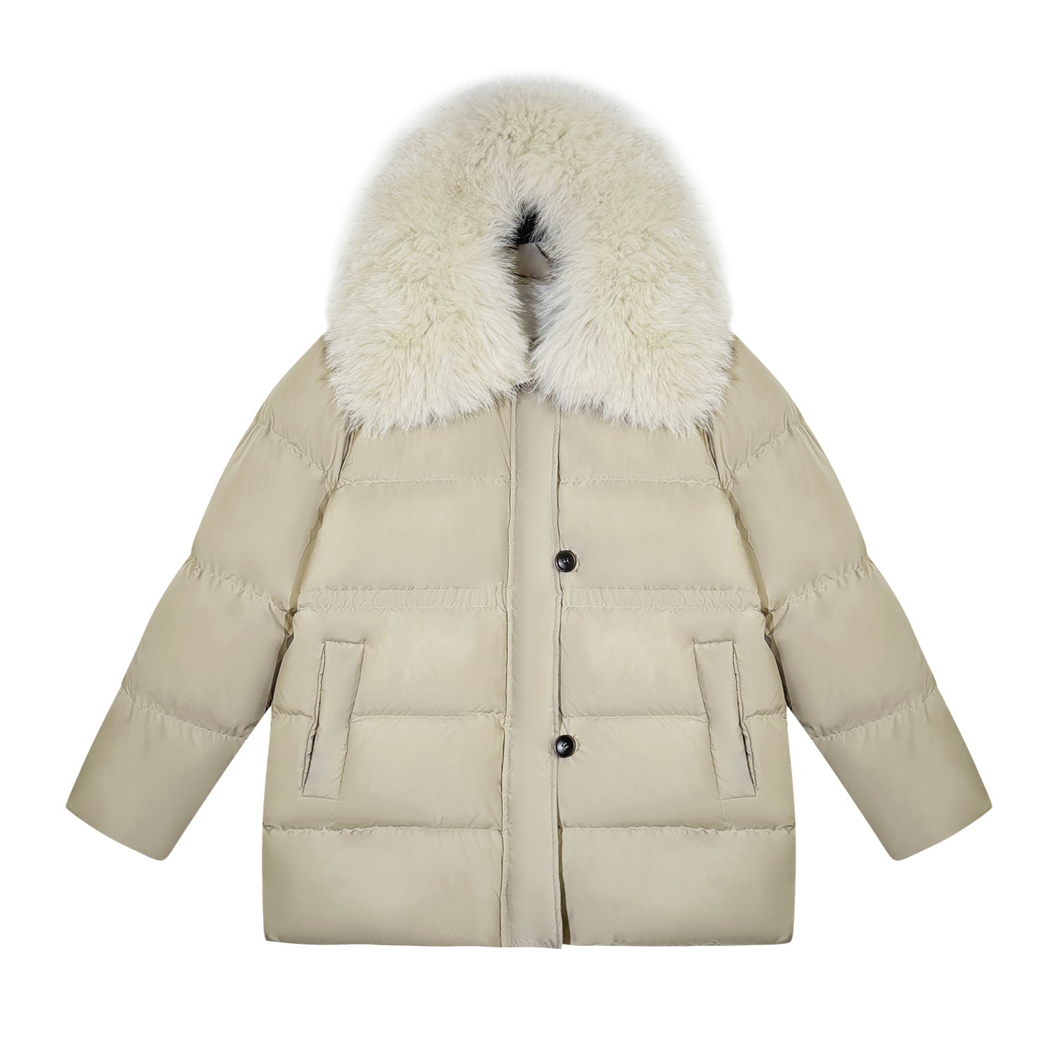 Oversized Minimalist White Duck Down Parka - Nettarei