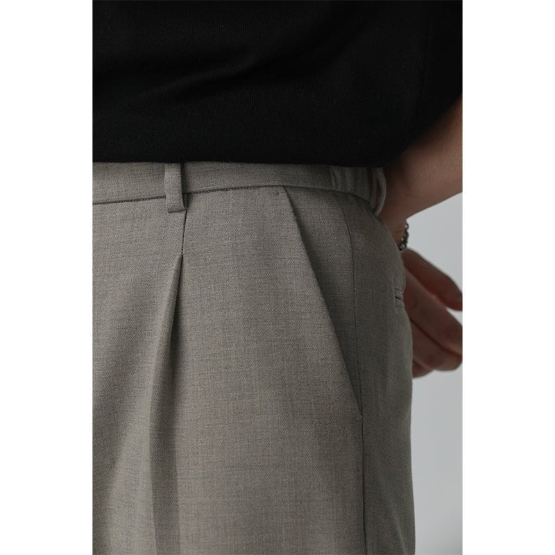 Relaxed Straight-Leg Trousers – Wrinkle-Resistant Wool-Blend Pants with Elastic Back Waist for Men - Nettarei