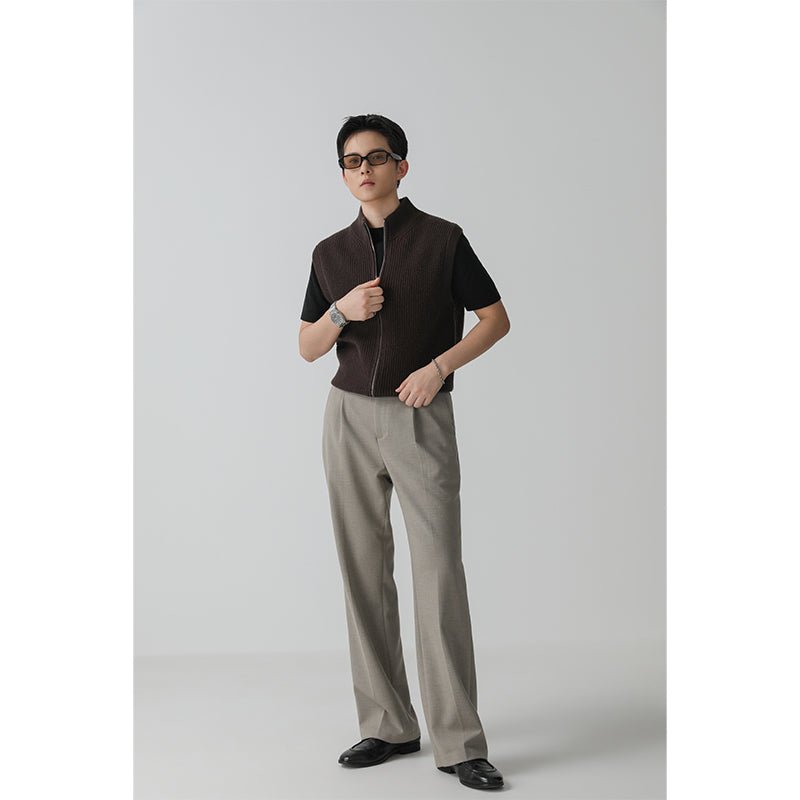 Relaxed Straight-Leg Trousers – Wrinkle-Resistant Wool-Blend Pants with Elastic Back Waist for Men - Nettarei