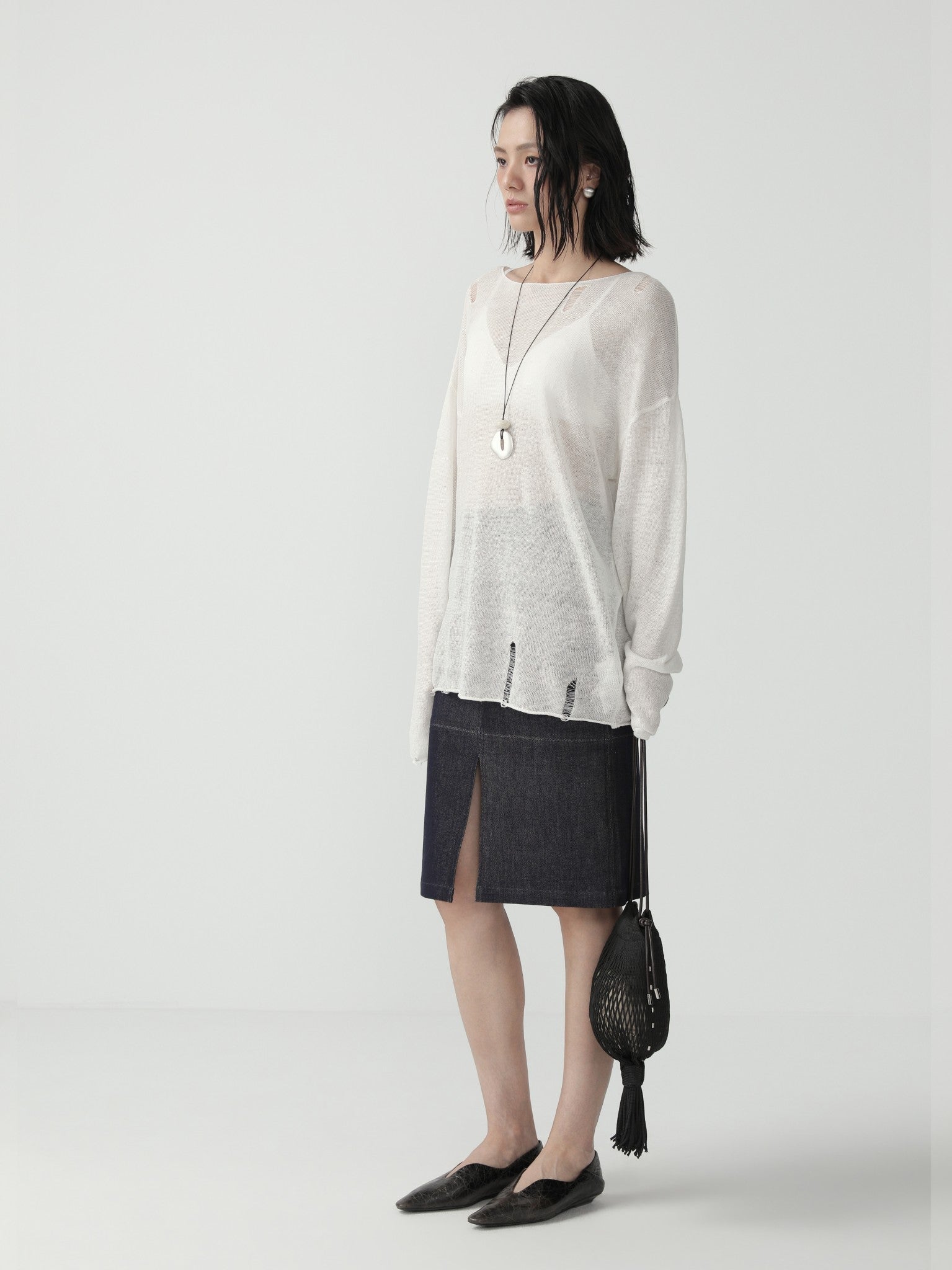 Sleek Denim Pencil Skirt for Women - Nettarei