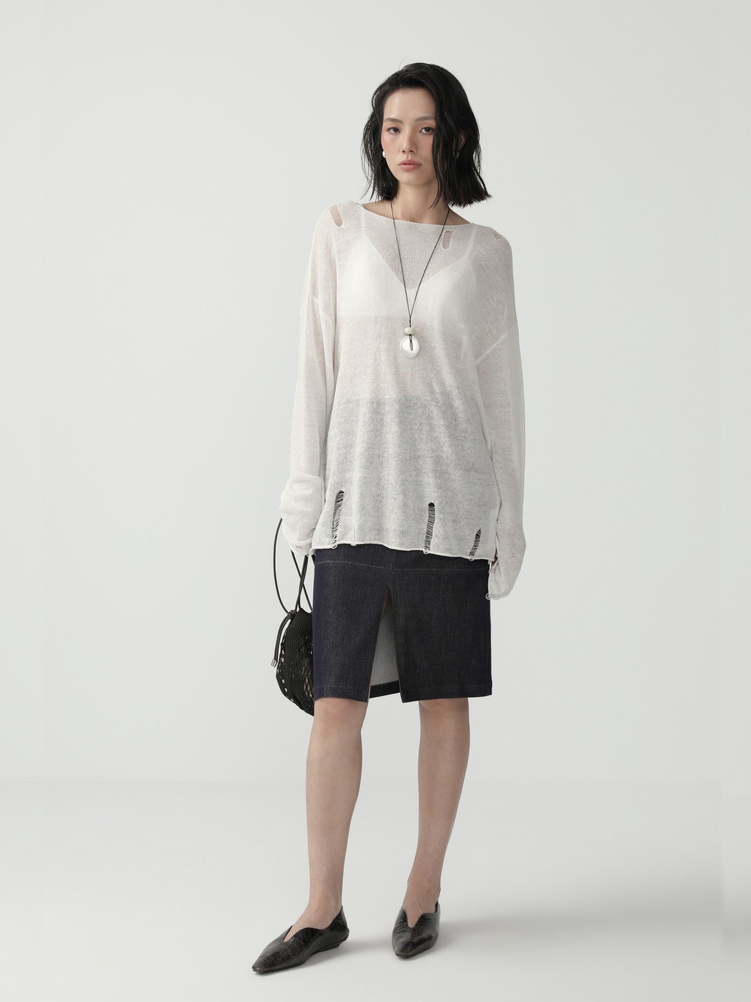 Sleek Denim Pencil Skirt for Women - Nettarei