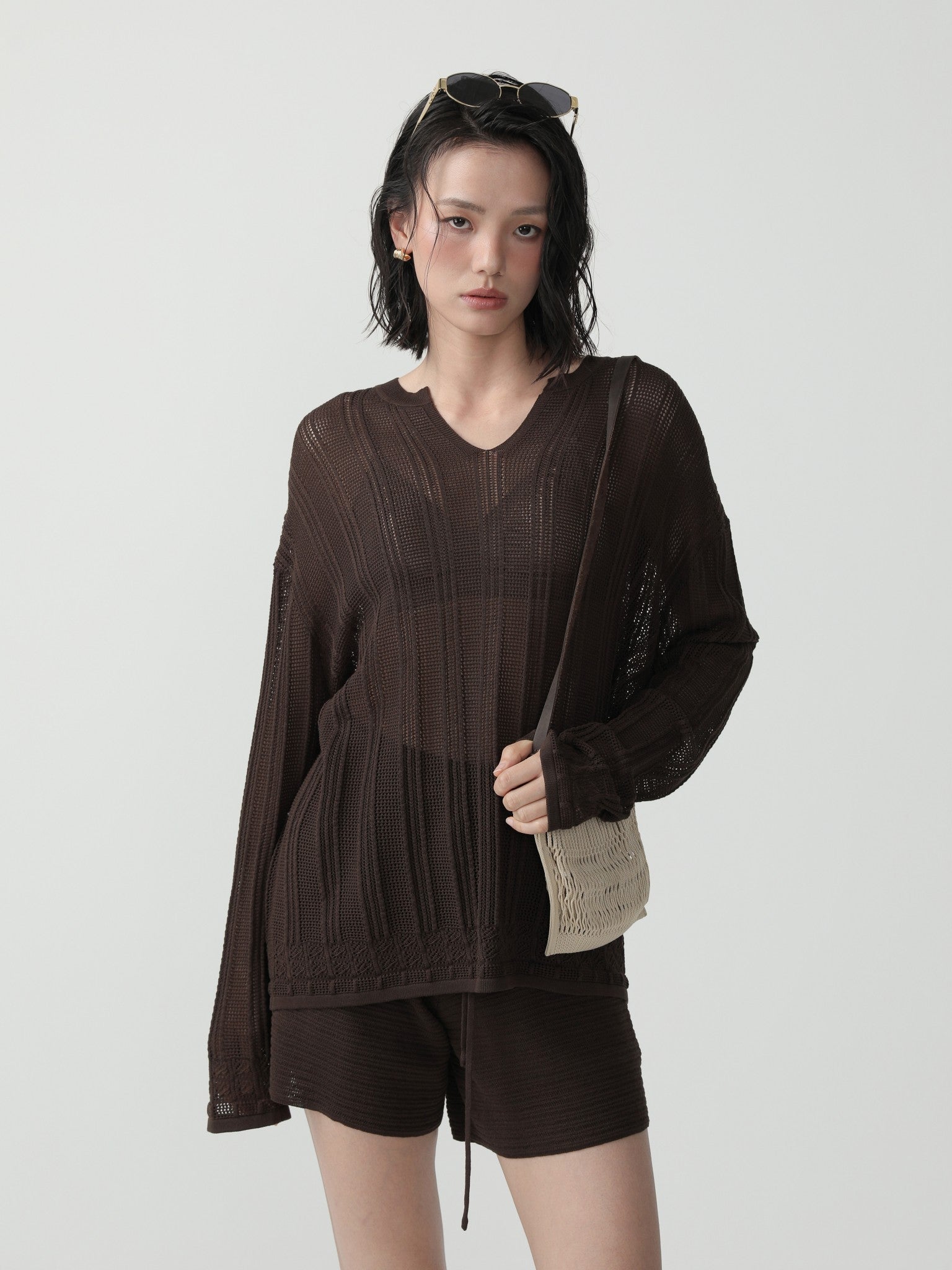 Sleek Minimalist Wide - Leg Knit Shorts - Nettarei