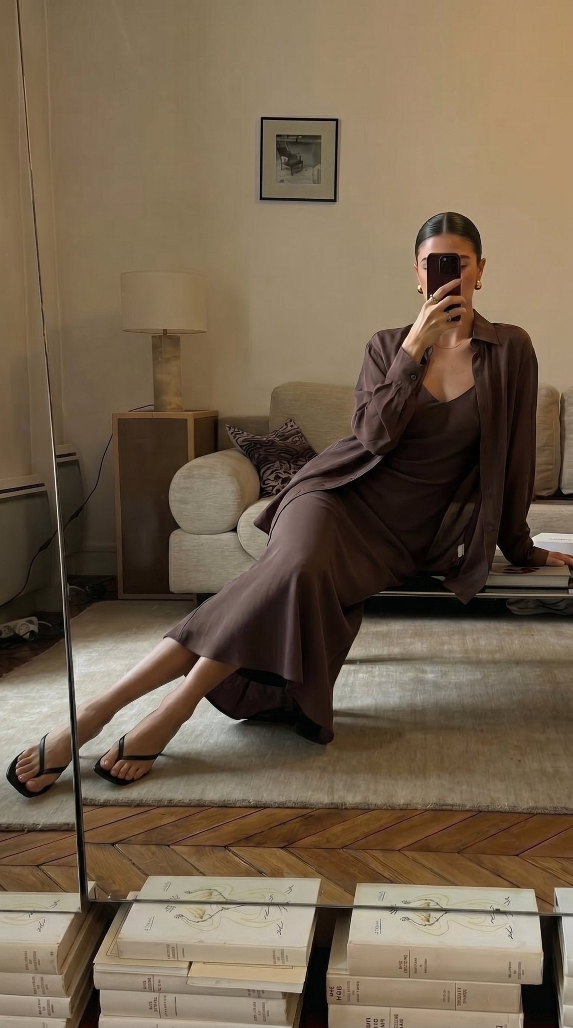 Sleek V-Neck Slip Dress with Minimalist Charm - Nettarei