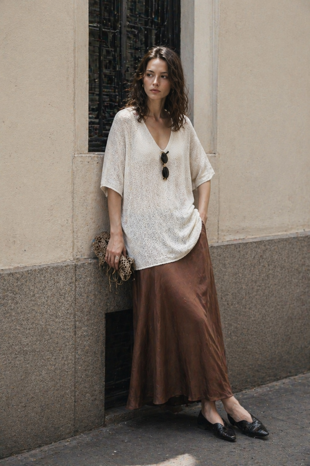Clean Viscose Knit Poncho for Women