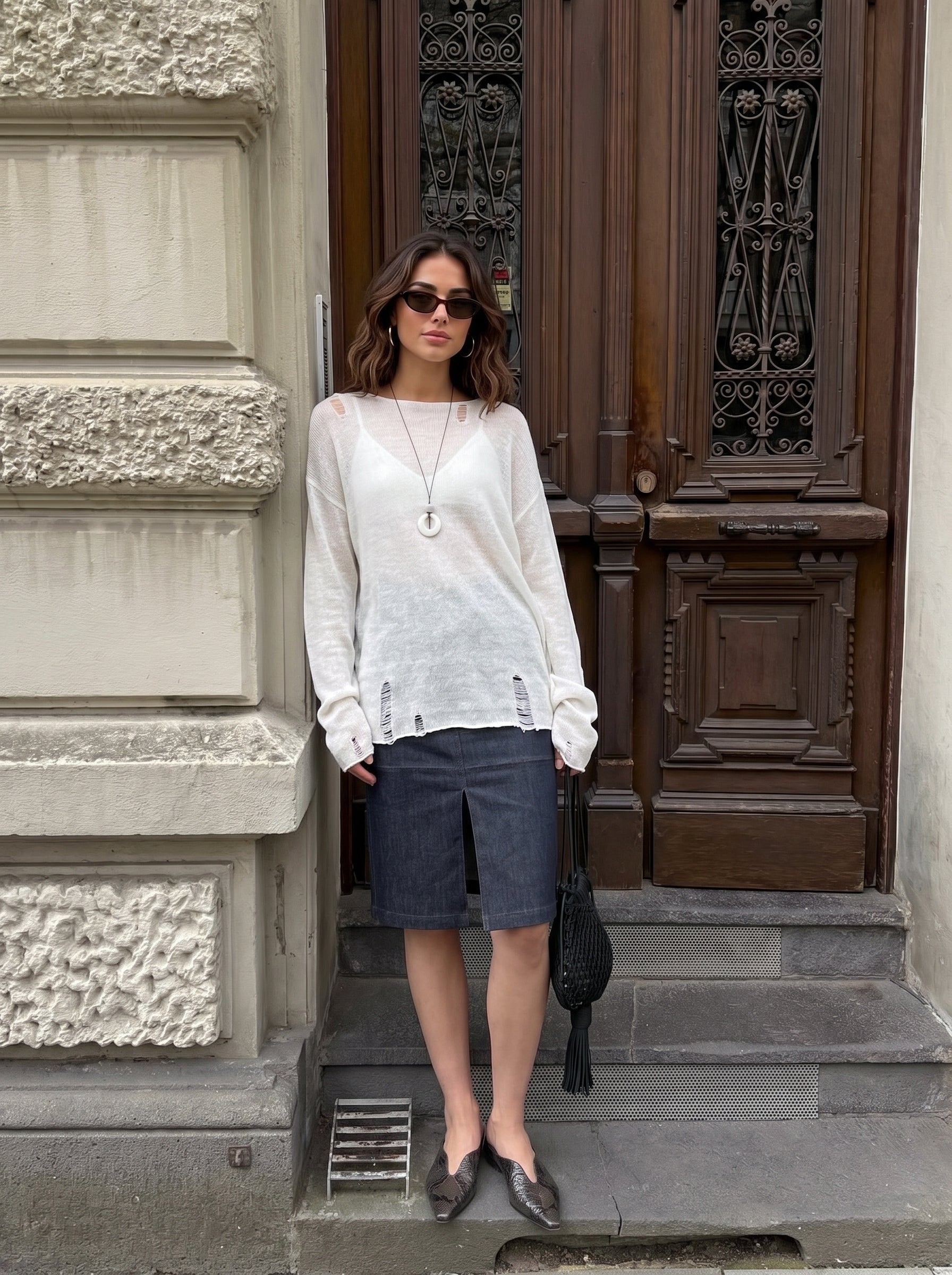 Sleek Denim Pencil Skirt for Women
