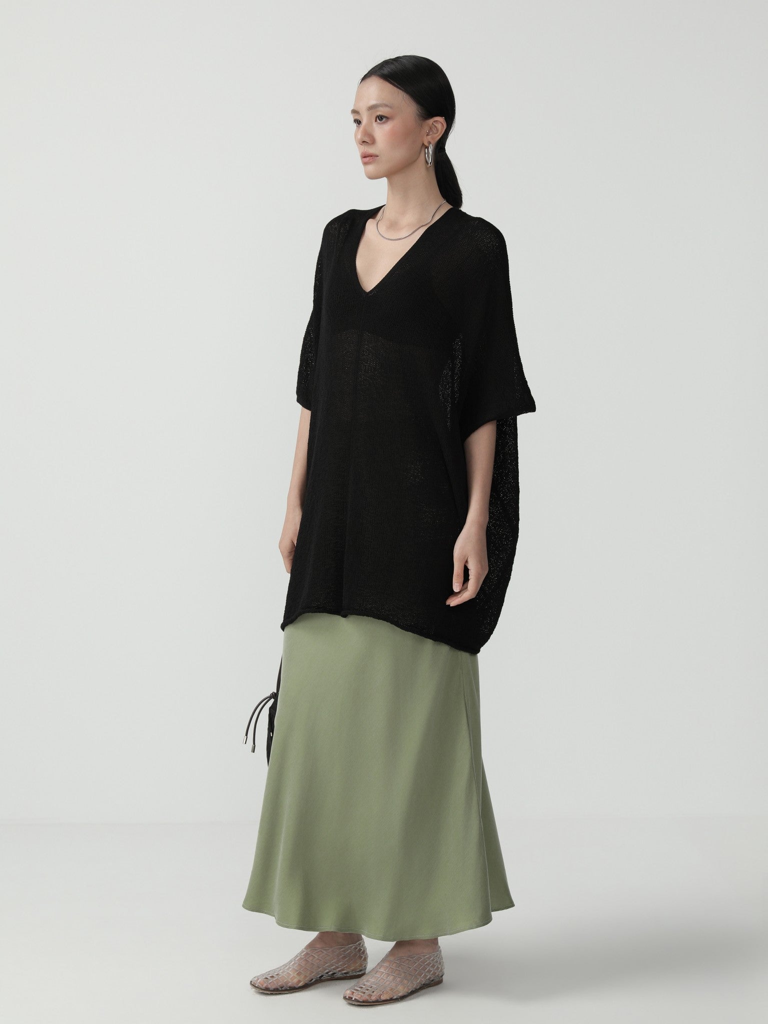Clean Viscose Knit Poncho for Women - Nettarei