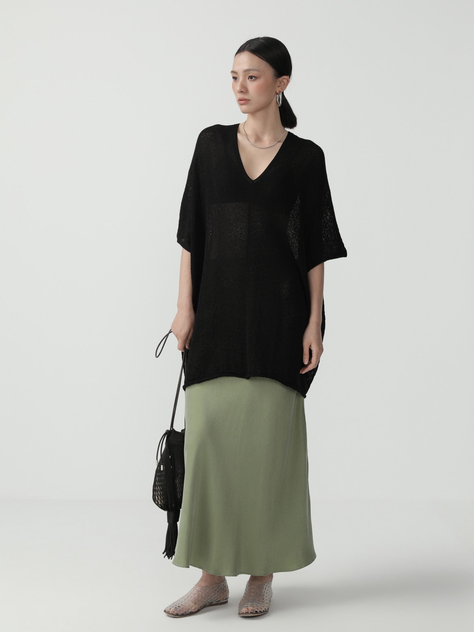 Clean Viscose Knit Poncho for Women - Nettarei