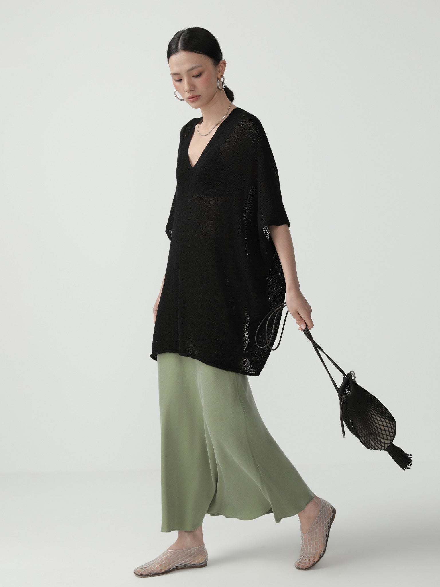 Clean Viscose Knit Poncho for Women - Nettarei