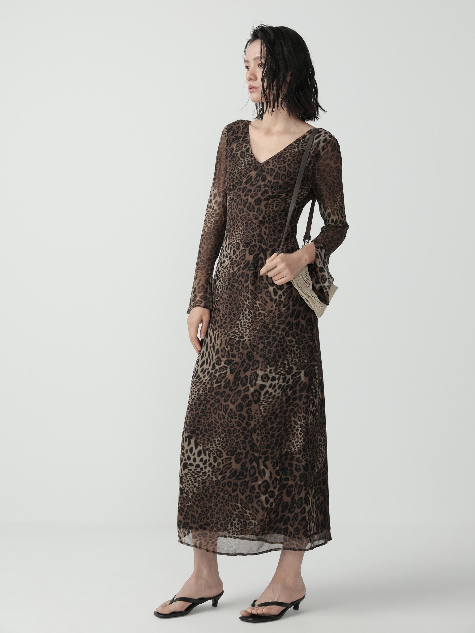 Elegant V - neck Minimalist Dress for Women - Nettarei