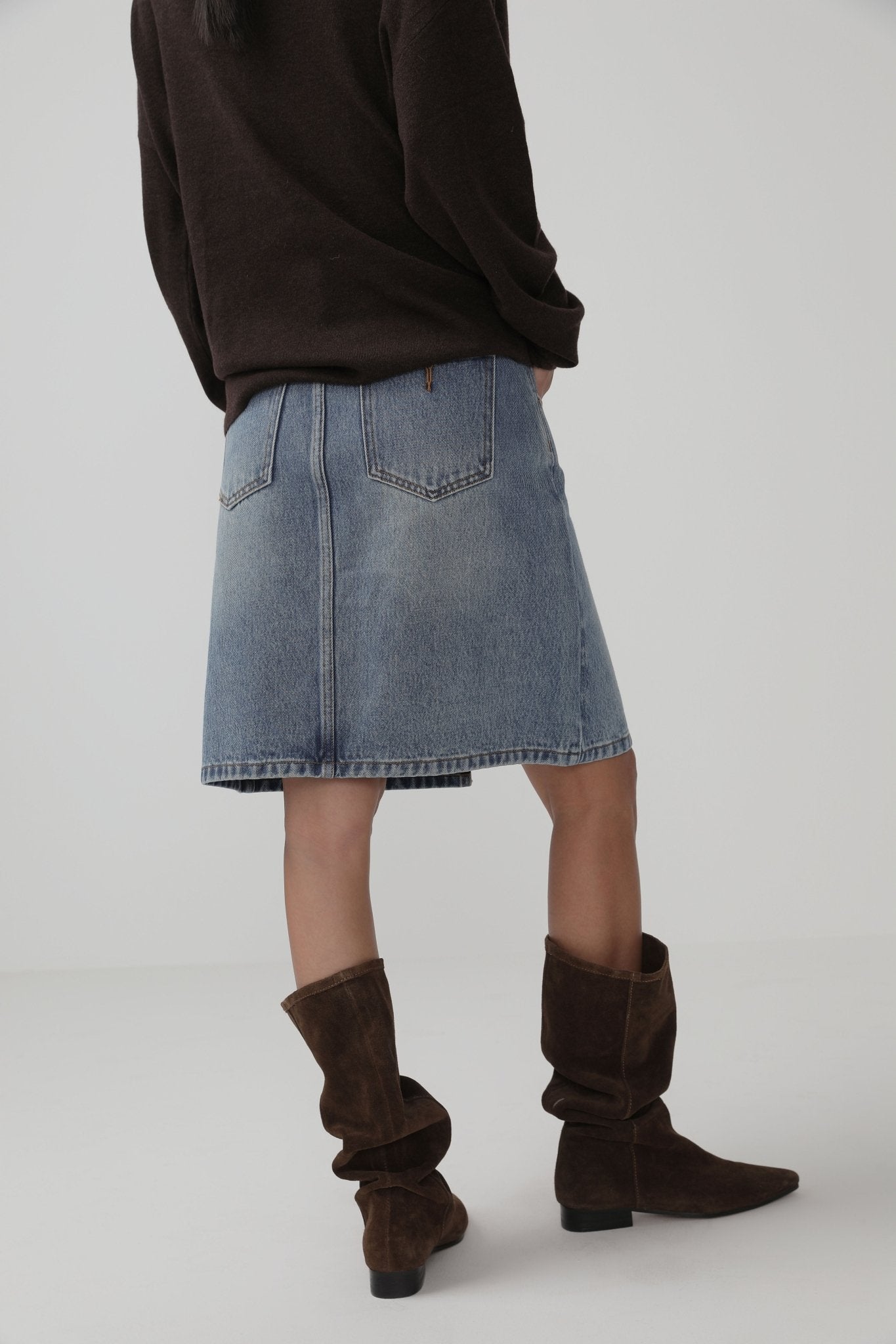 High - Waist A - Line Skirt - Fall Minimalist Style - Nettarei