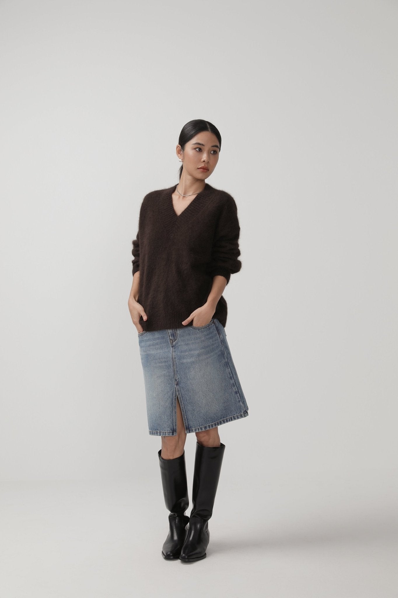 High - Waist A - Line Skirt - Fall Minimalist Style - Nettarei