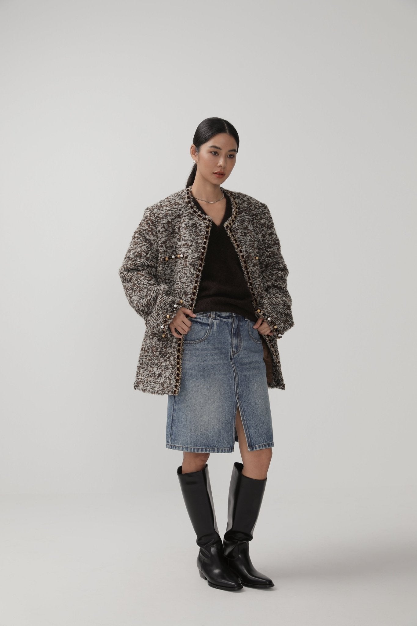 High - Waist A - Line Skirt - Fall Minimalist Style - Nettarei