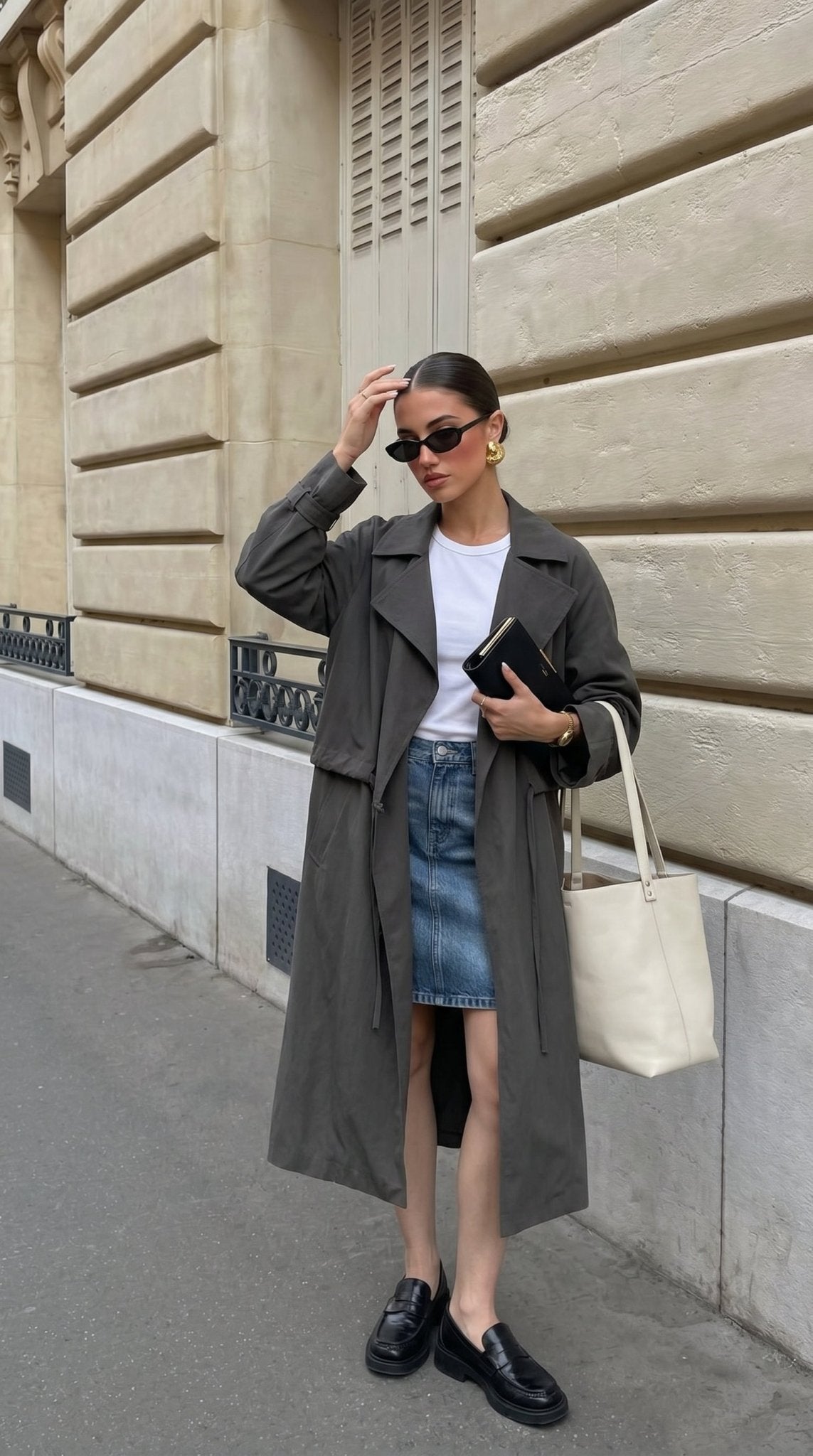Oversize Minimalist Trench Coat for Women - Nettarei