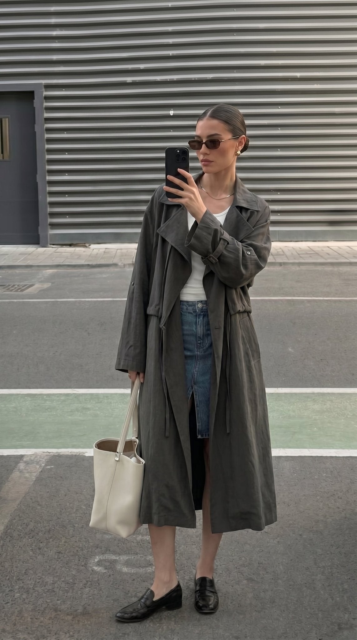 Oversize Minimalist Trench Coat for Women - Nettarei