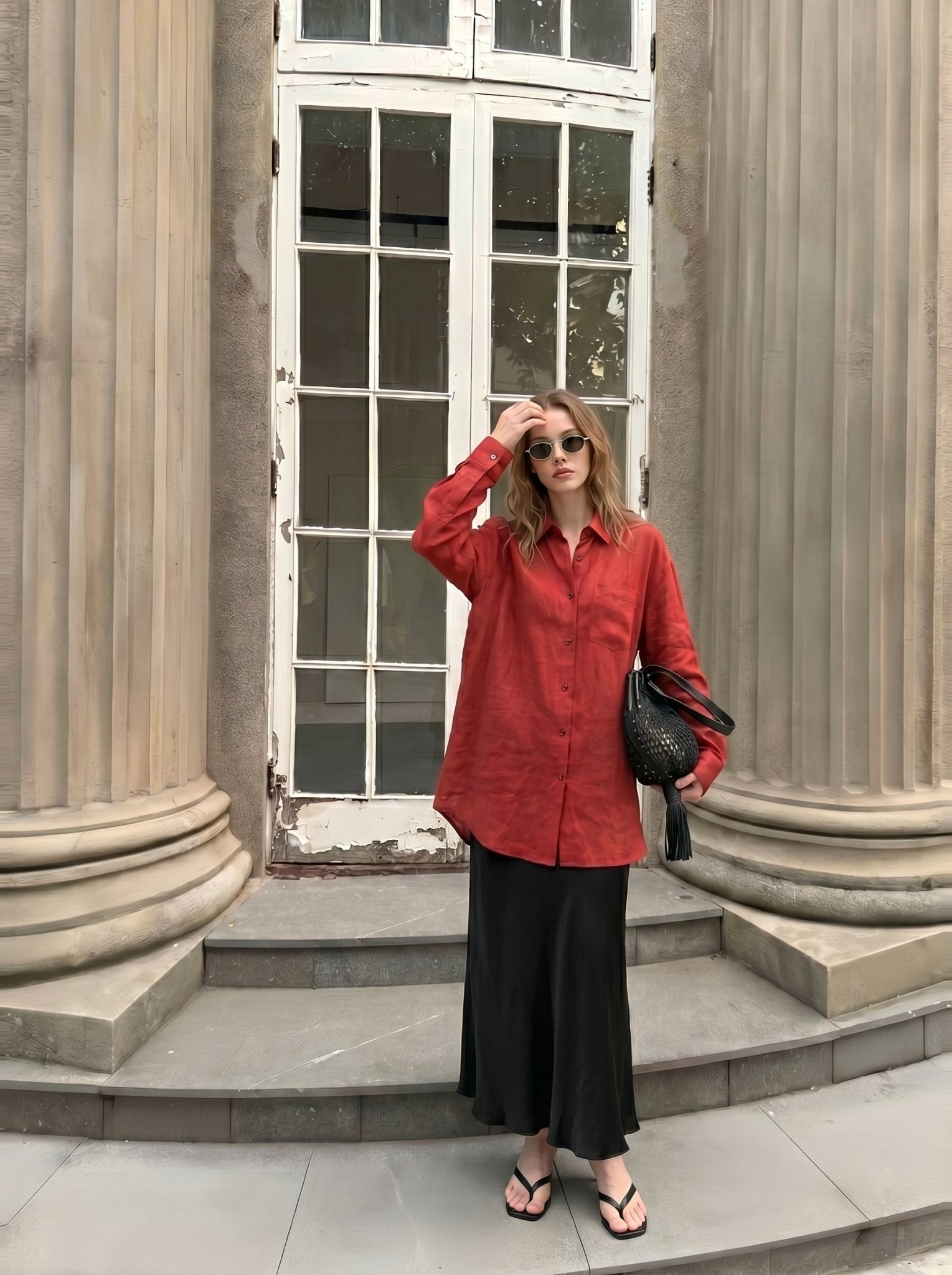 Oversized Minimalist Style Ramie Shirt - Nettarei
