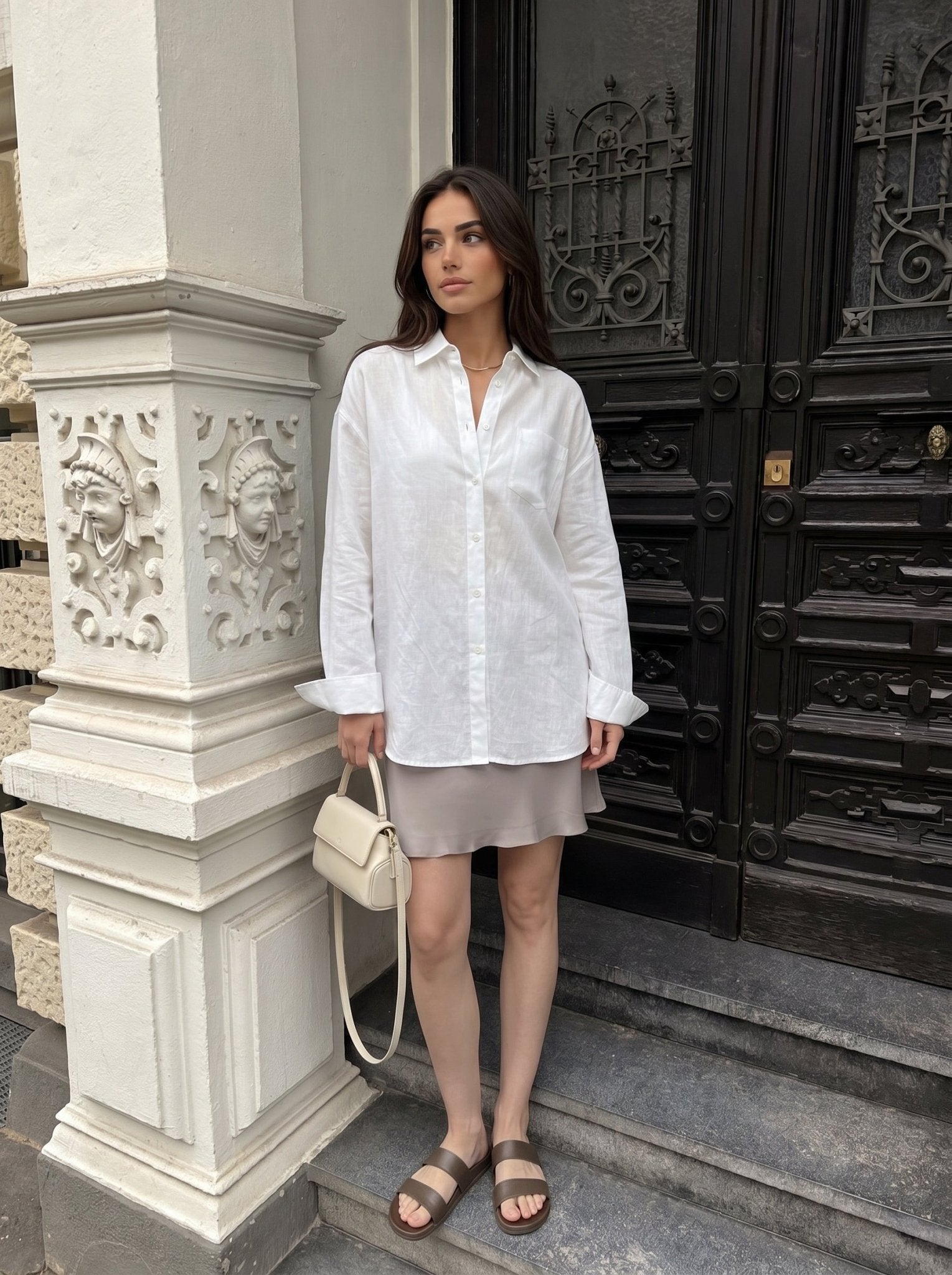 Oversized Minimalist Style Ramie Shirt - Nettarei