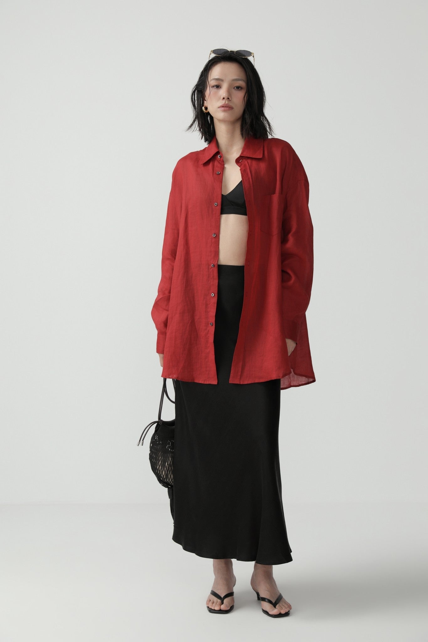 Oversized Minimalist Style Ramie Shirt - Nettarei