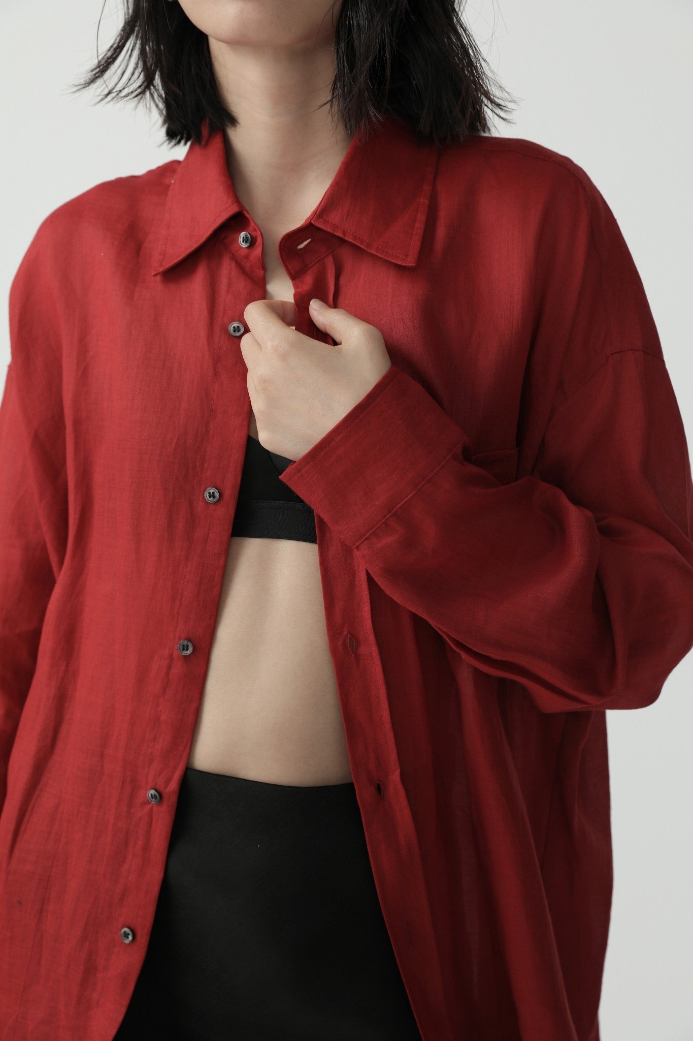 Oversized Minimalist Style Ramie Shirt - Nettarei