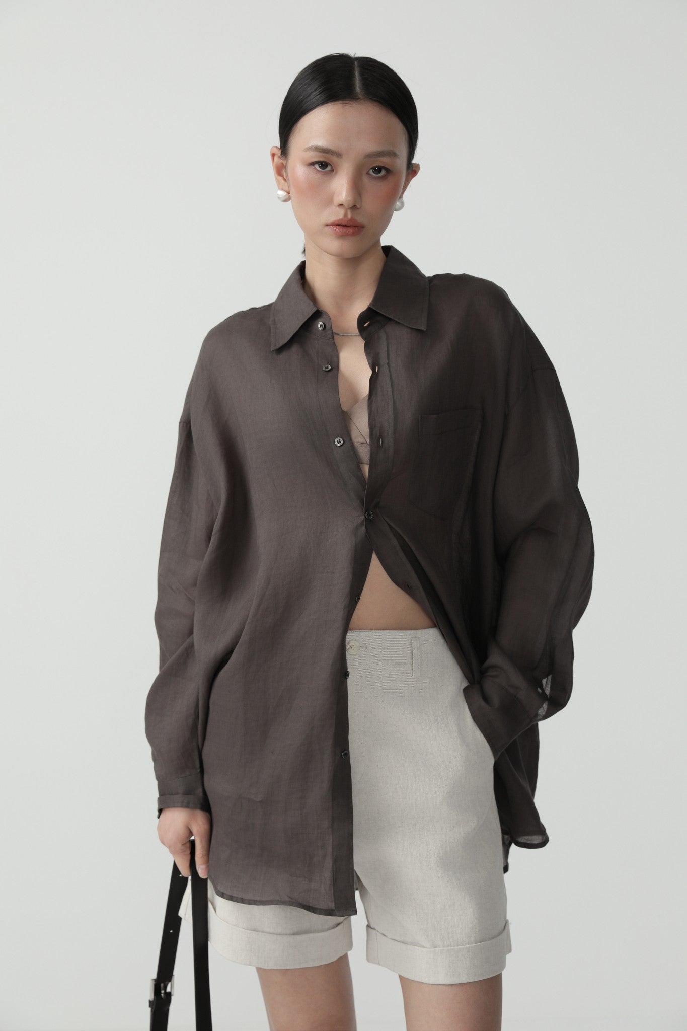 Oversized Minimalist Style Ramie Shirt - Nettarei