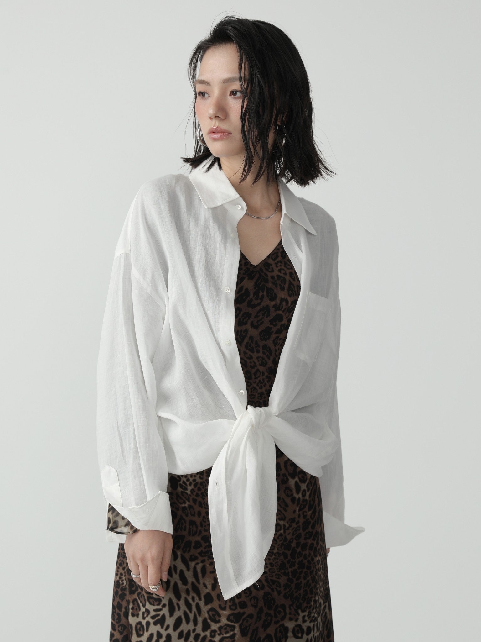 Oversized Minimalist Style Ramie Shirt - Nettarei