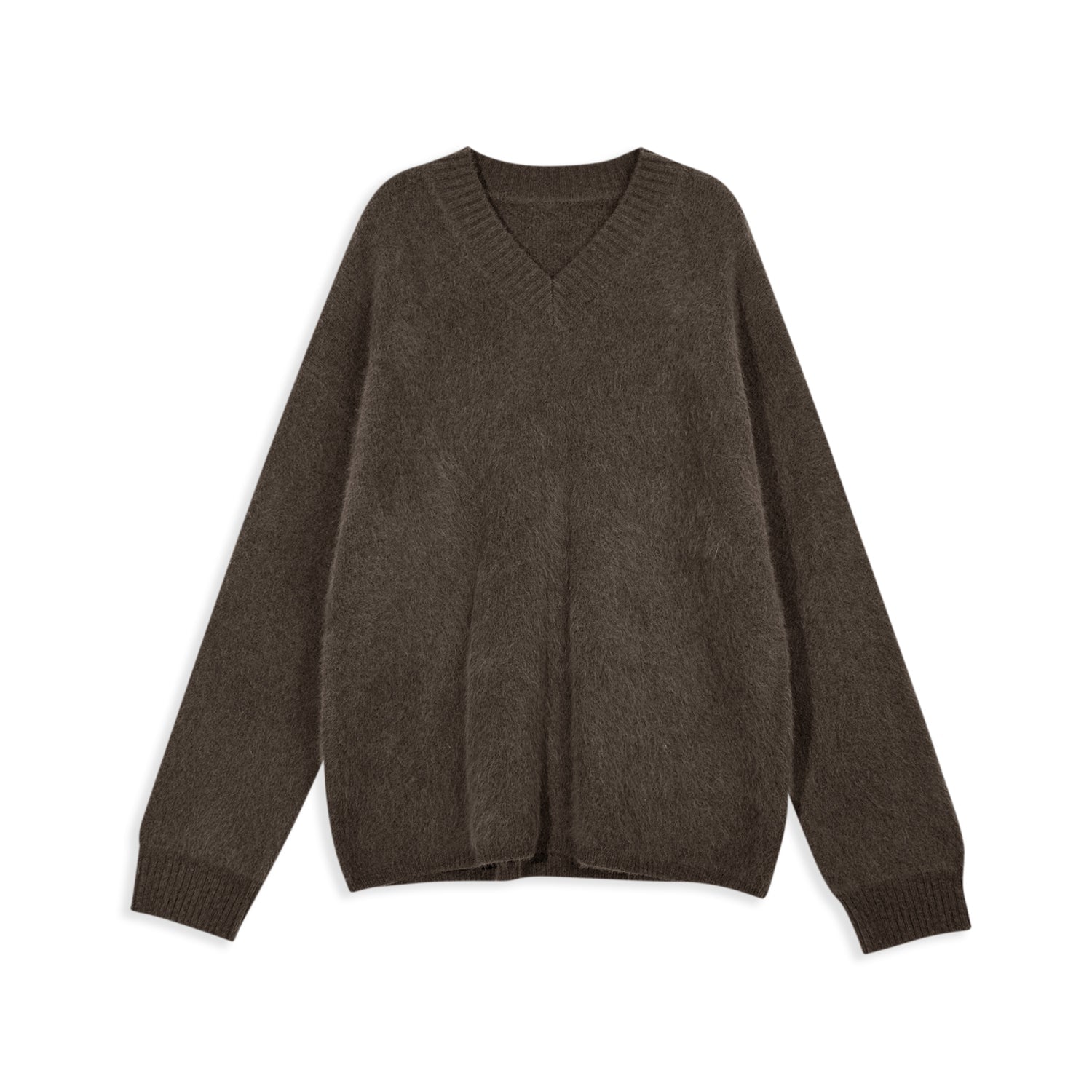 Raccoon Hair Loose V - neck Sweater - Nettarei