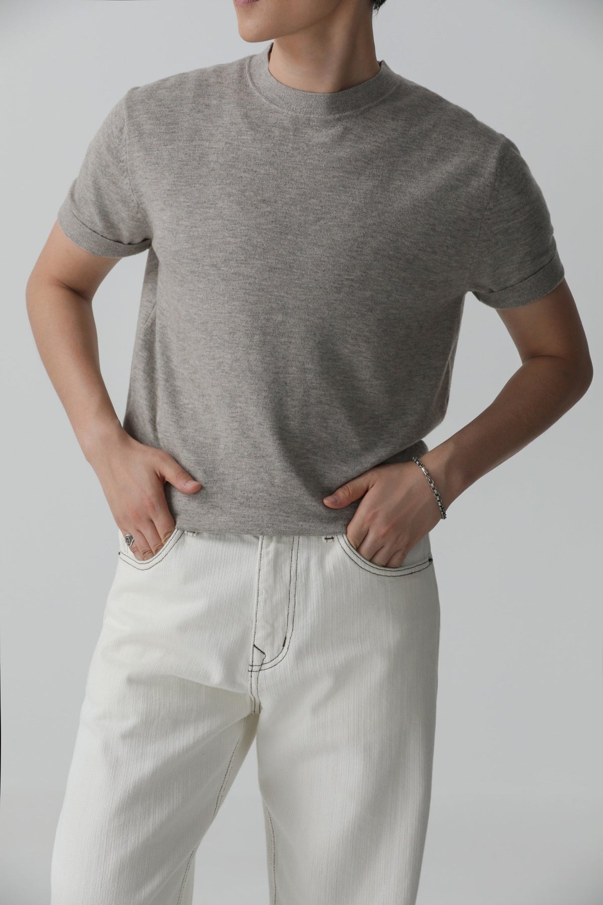 Relaxed Crew Neck Short-Sleeve Tee – Soft Wool-Modal Blend Knit T-Shirt for Men - Nettarei