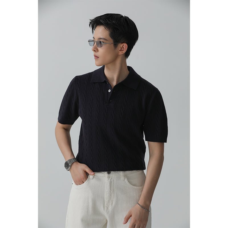 Relaxed Knit Polo Shirt – Anti-Pilling Lyocell-Blend Short Sleeve Polo for Men - Nettarei
