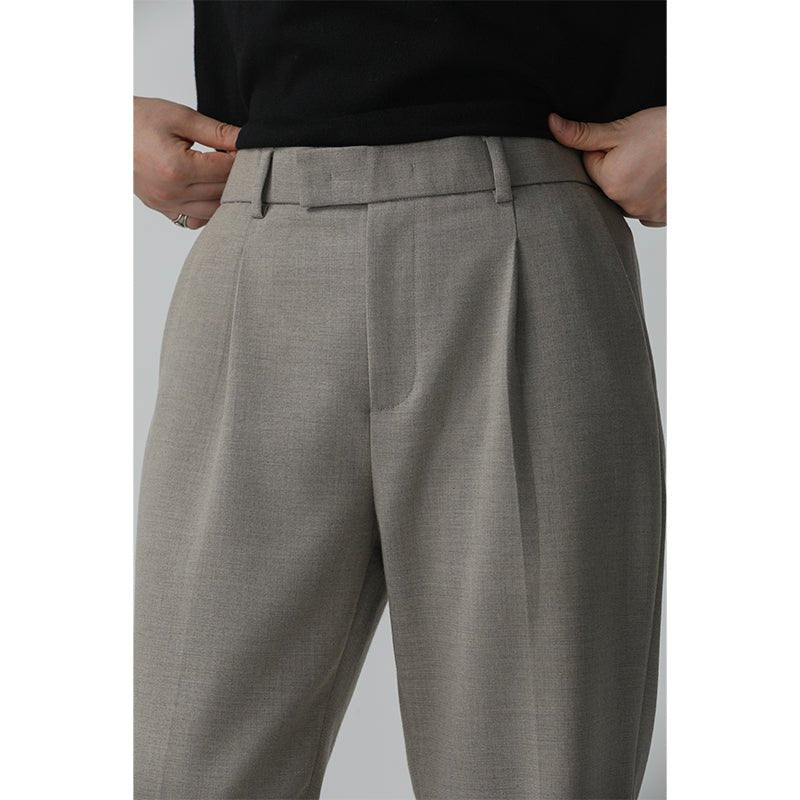 Relaxed Straight-Leg Trousers – Wrinkle-Resistant Wool-Blend Pants with Elastic Back Waist for Men - Nettarei