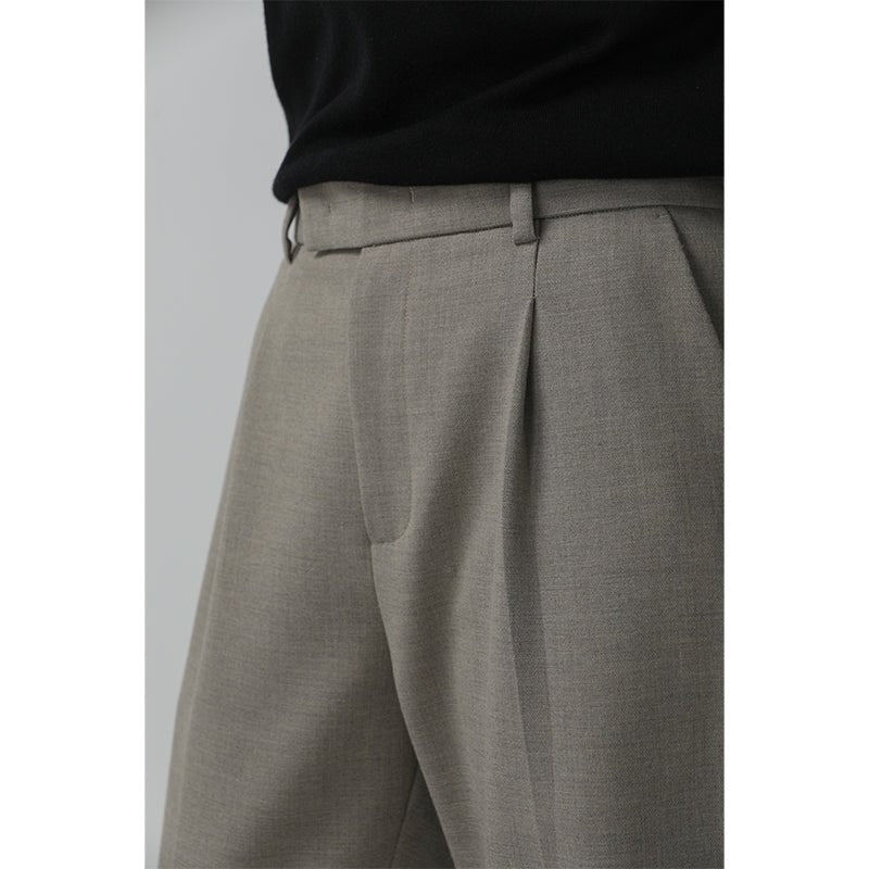 Relaxed Straight-Leg Trousers – Wrinkle-Resistant Wool-Blend Pants with Elastic Back Waist for Men - Nettarei