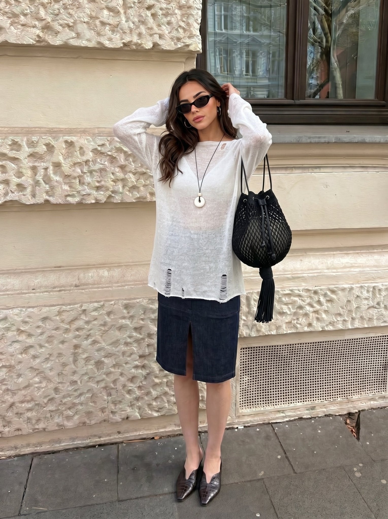 Sleek Denim Pencil Skirt for Women - Nettarei