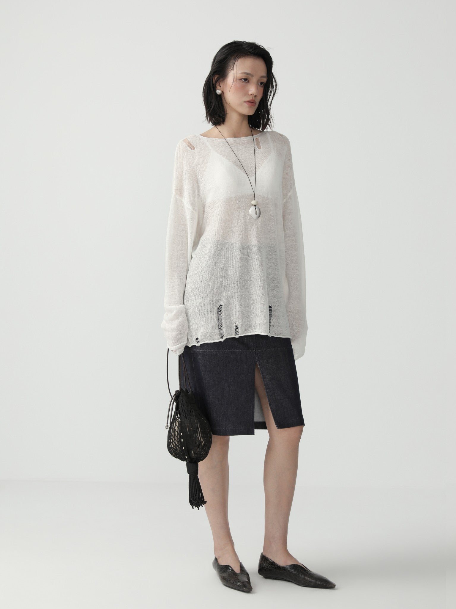 Sleek Denim Pencil Skirt for Women - Nettarei