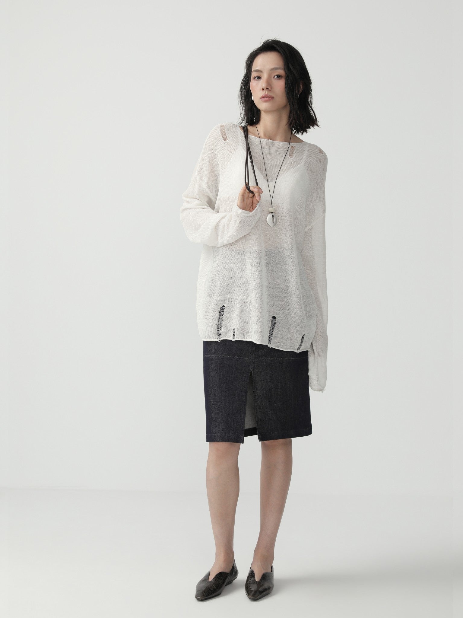 Sleek Denim Pencil Skirt for Women - Nettarei