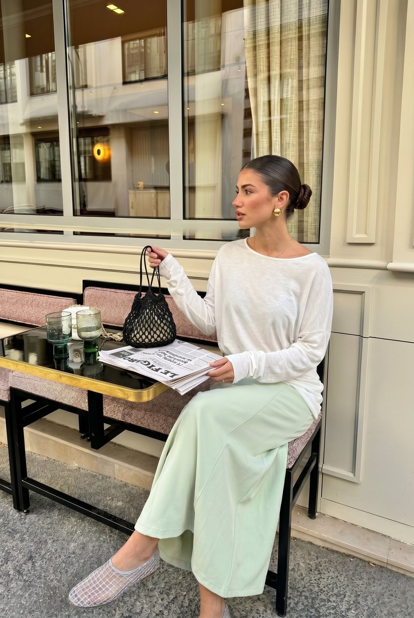 Sleek High-Waist Knit Skirt for Women - Nettarei