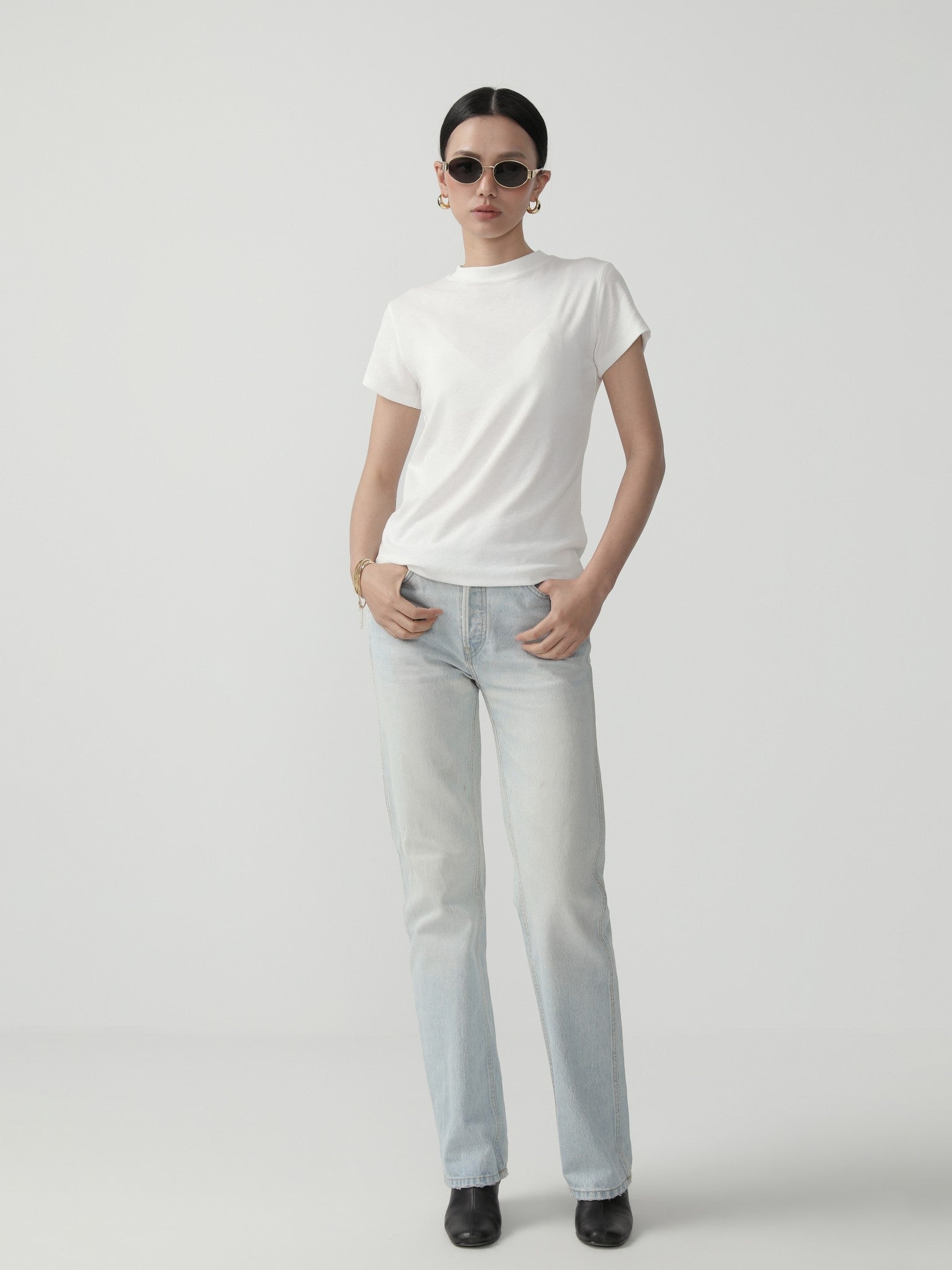 Sleek Minimal Modal Cotton Fitted T-Shirt - Nettarei