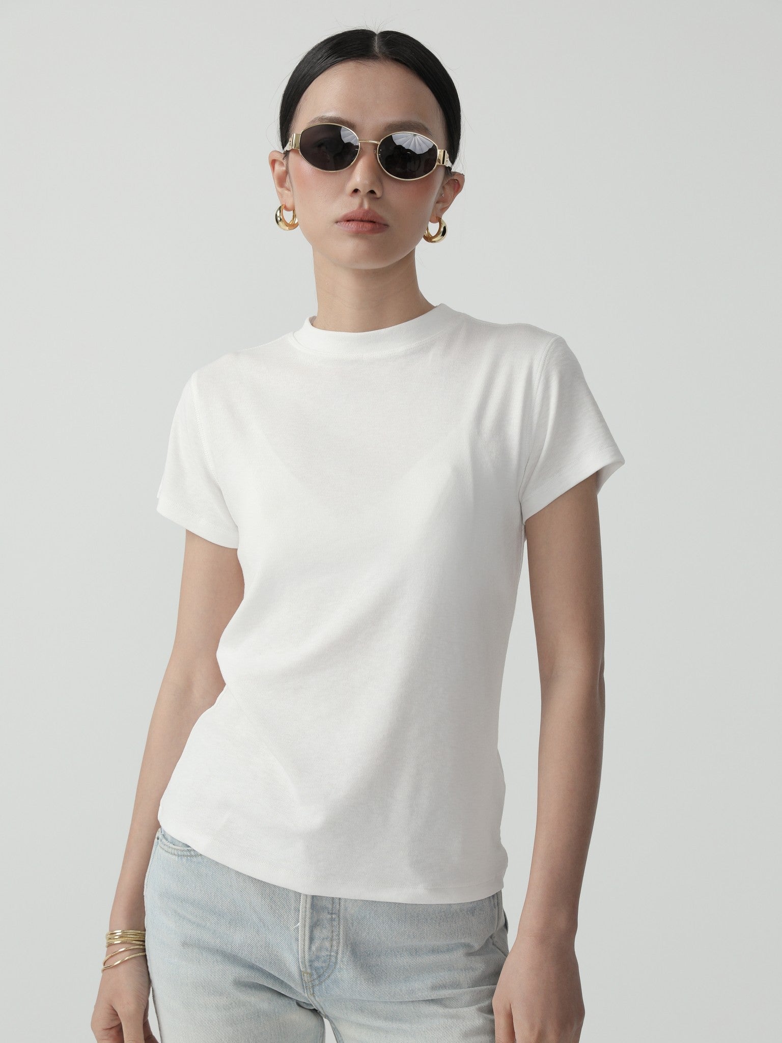 Sleek Minimal Modal Cotton Fitted T-Shirt - Nettarei